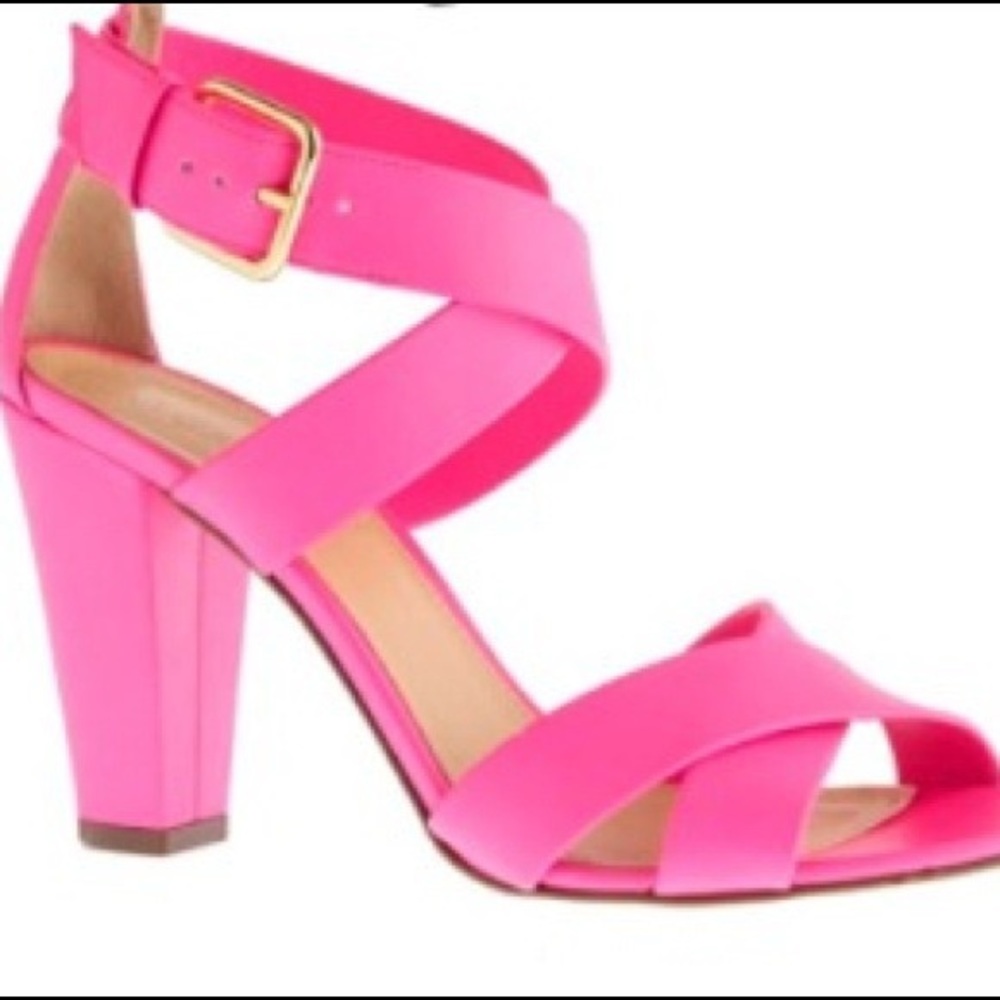 Hot Pink Strappy Block Heel Sandal